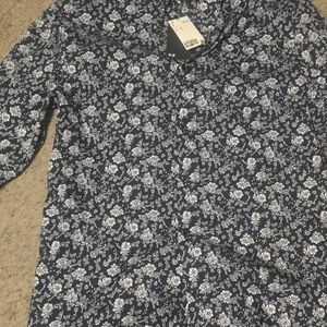 H&M Navy Floral Print Blouse